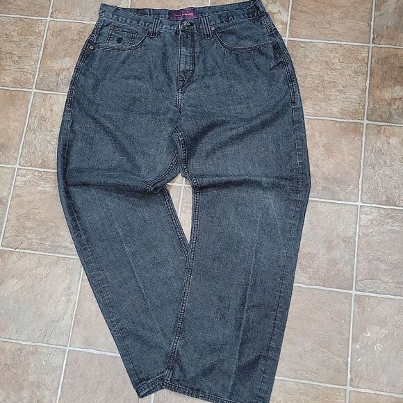 Rocawear Loose Baggy Retro Y2K Fire Jeans w Embroidered Red Logo Pocket 38 x 34 - Picture 9 of 9